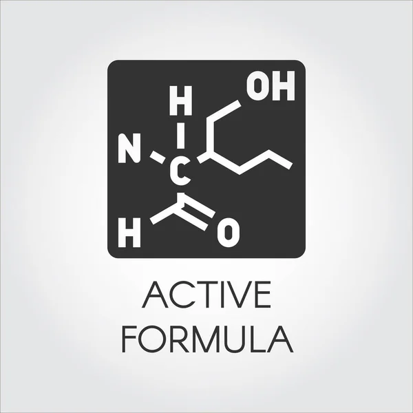Czarna ikona w płaski aktywne formuły koncepcji dla medycyny, fizyki, nauki, biologii, chemii tematu. Wektor — Wektor stockowy