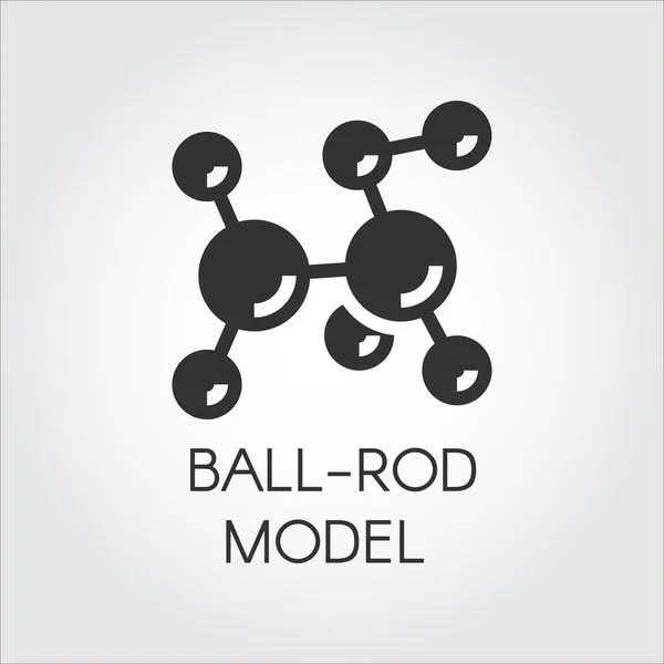 Icono plano negro del modelo molecular de la bola-barra. Vector para proyectos conceptuales científicos y educativos — Archivo Imágenes Vectoriales