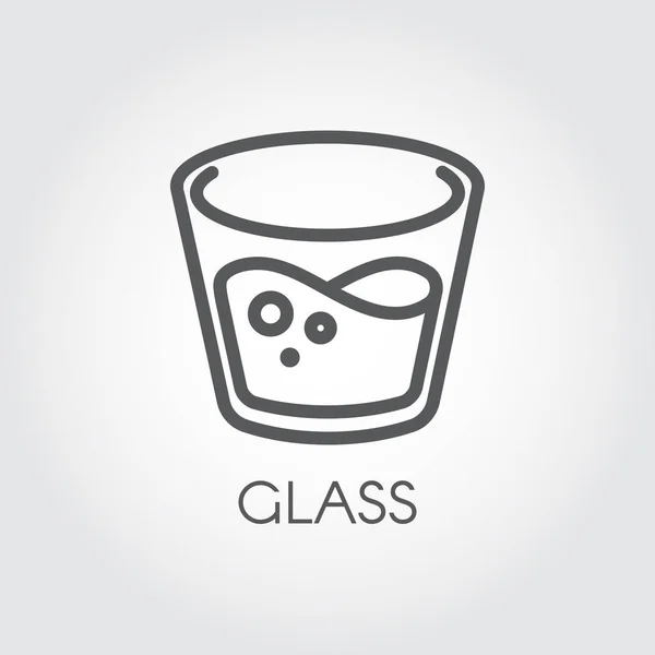 Icono en estilo lineal con un vaso de agua u otra bebida abstracta. Logotipo del esquema vectorial sobre un fondo gris — Vector de stock