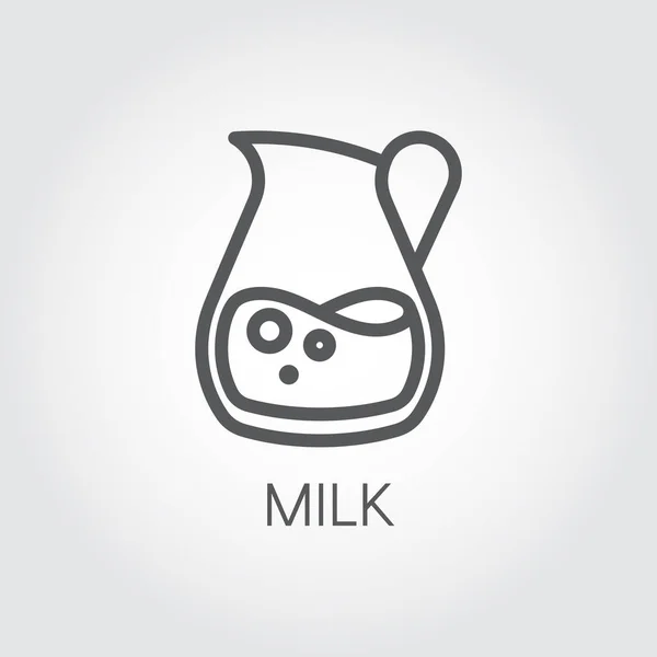 Pot avec icône de contour du lait. Symbole alimentaire en ligne mince. Concept culinaire. Image vectorielle de contour — Image vectorielle