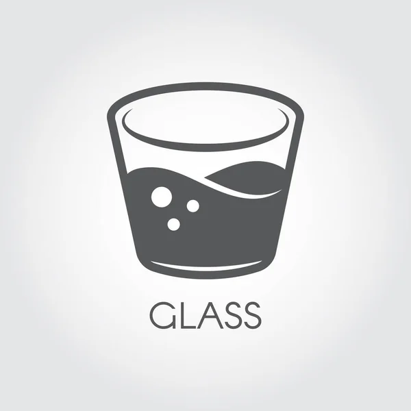 Un vaso de agua u otra bebida abstracta. Icono en blanco y negro de diseño plano. Concepto de cocina y bar. Logotipo del vector — Vector de stock