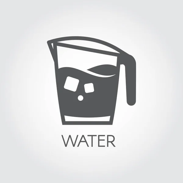 Karafa vody nebo jiné abstraktní nápojů a kostky ledu. Plochý ikony - ikona jednoduchost vaření — Stockový vektor