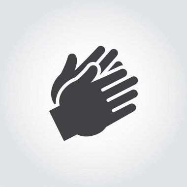 İki alkışlayan el simgesi siyah. Alkış, cesaret, onay düz iz. Web grafik resim iş ve oyun kavramlar için. Vektör çizim
