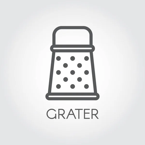 Reibeisensymbol. Einfachheit Küche und Kochen grafische Kontur Logo. Vektorbild auf grauem Hintergrund. dünnes lineares Piktogramm — Stockvektor