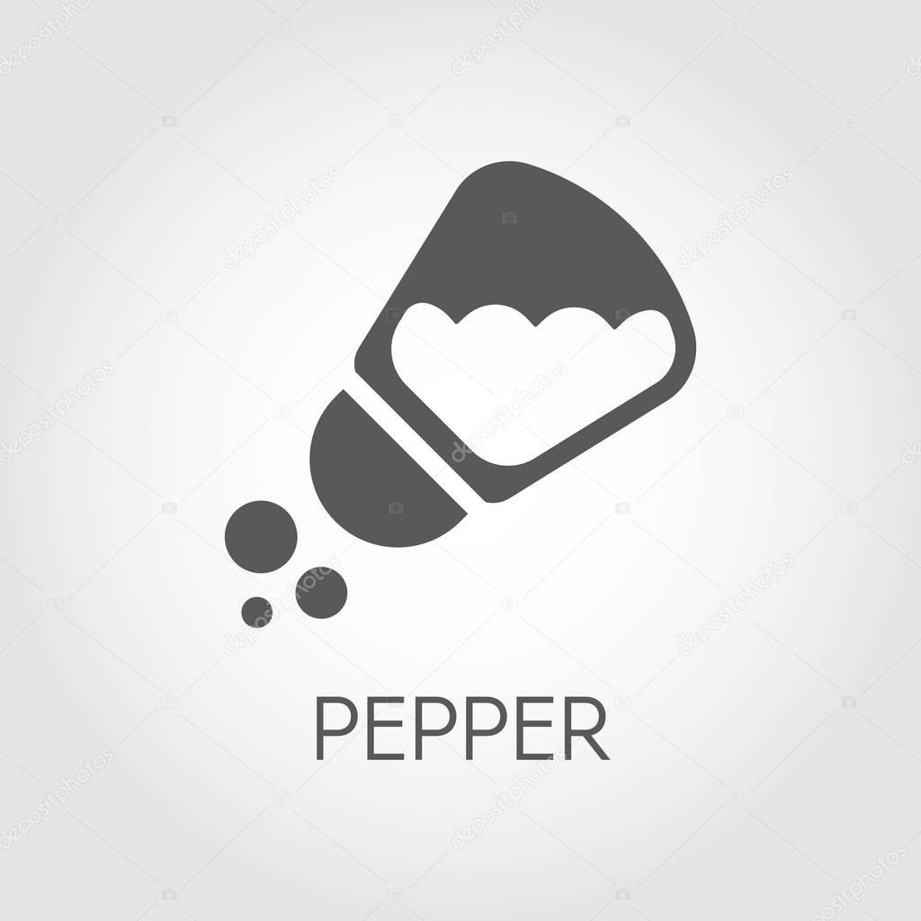 Salt pepper shaker icon drawing in flat art style. Label for culinary design needs - sticker, printed materials, pictogram for sites, mobile apps and other projects. Vector illustration