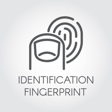 Parmak izi tanıma satırı simgesi. Kimlik biyometrik tarama. Doğrulama sistemi. Kimlik doğrulama teknolojisi cep telefonları, akıllı telefonlar ve diğer aygıtları ve kilitler. Vektör anahat ekibimizi