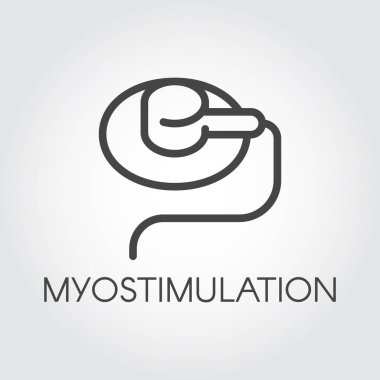 Myostimulation satırı simgesi. Fizyoterapi tıp ve kozmetik tedavi yöntemleri ve hastalıklardan korunma
