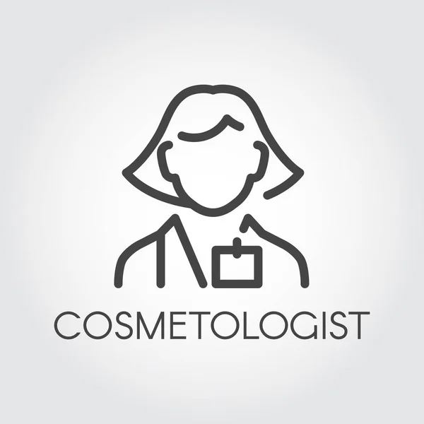 Ícone de contorno feminino cosmetologista. Mestre em salão de spa, médico de procedimentos cosméticos médicos linha retrato abstrato — Vetor de Stock