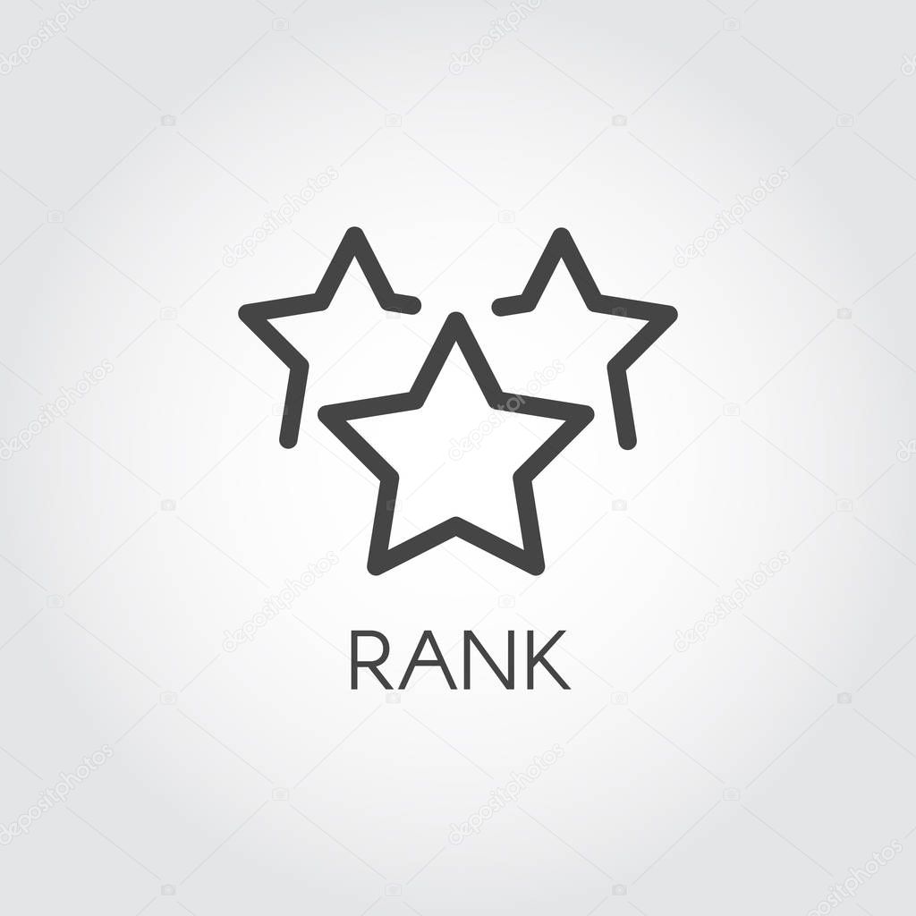 Rank star linear icon. Rating or achievements sign. Graphic web label in line style for mobile apps, websites, games, social media. Interface win status symbol. Vector illustration