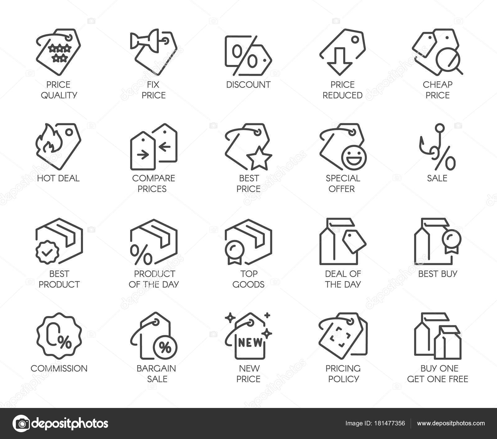 20 icons for online or offline stores, shopping, booking sites and