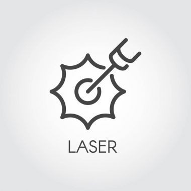 Lazer kesme simgesi anahat tasarım içinde. Grafik ince çizgi kontur ekibimizi. Teknoloji kavramı kontur web işareti. Lazer kesme serisi vektör çizim