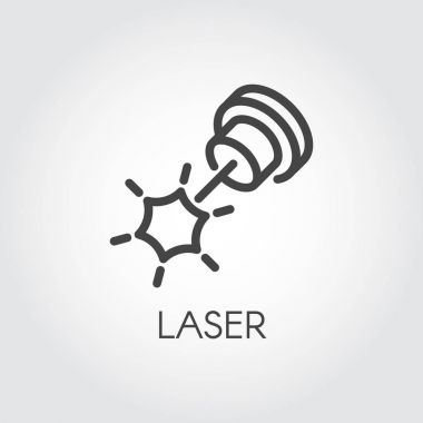 Lazer ışını anahat tasarımında çizim simgesini tıklatın. Grafik ince çizgi kontur ekibimizi. Teknoloji kavramı kontur web işareti. Lazer kesme serisi vektör çizim