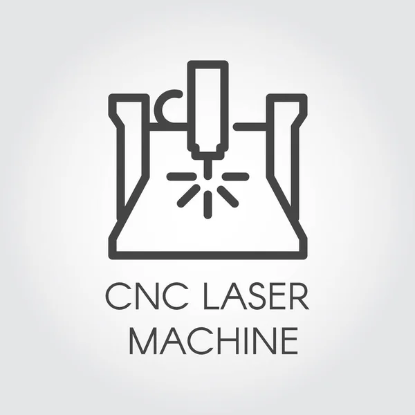 Ikonę linii machine laserowe CNC. Sterowane komputerowo numerycznych urządzenia w konspektu projektu. Fabryka sprzętu budowlanego. Graficzny kontur piktogram. Ilustracja wektorowa budowy — Wektor stockowy