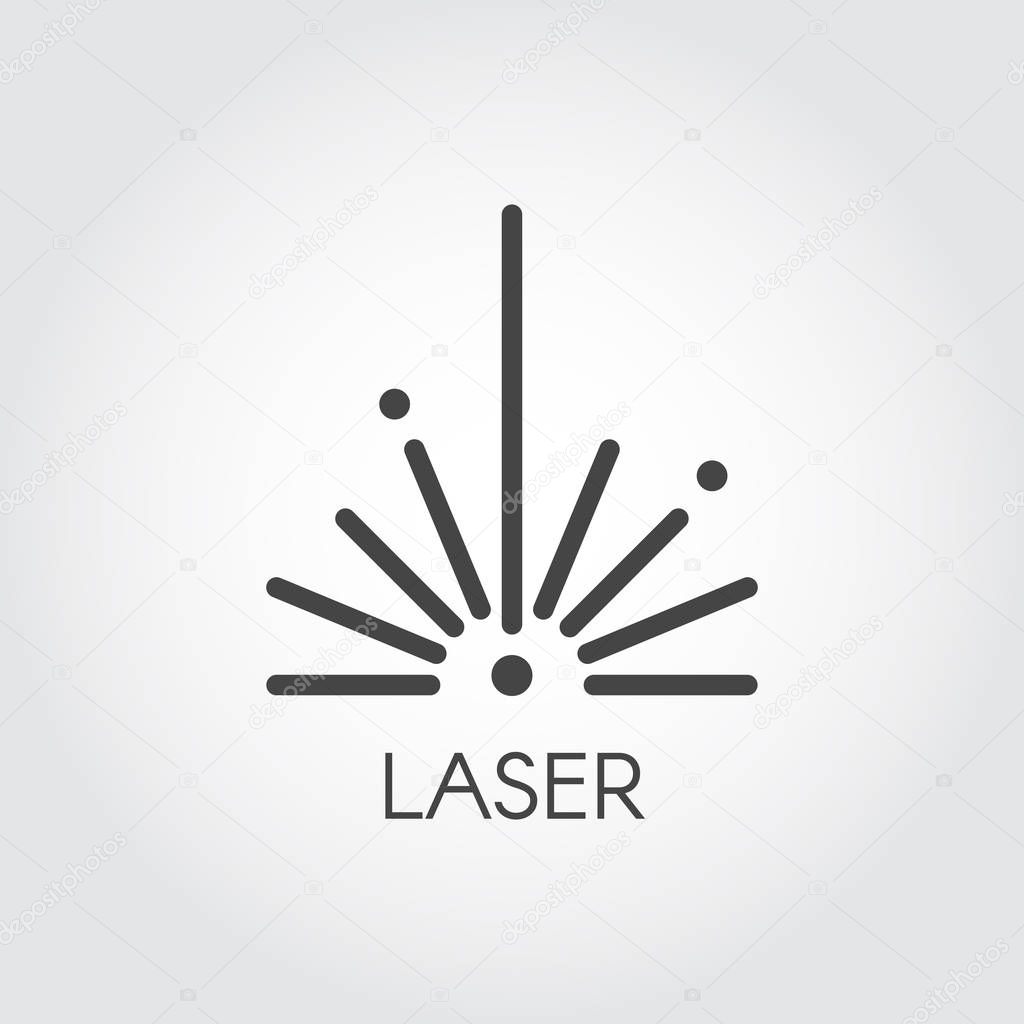 Laser ray half circle icon drawing in outline design. Graphic thin line stroke pictograph. Technology concept contour web sign. Vector illustration of laser cutting series