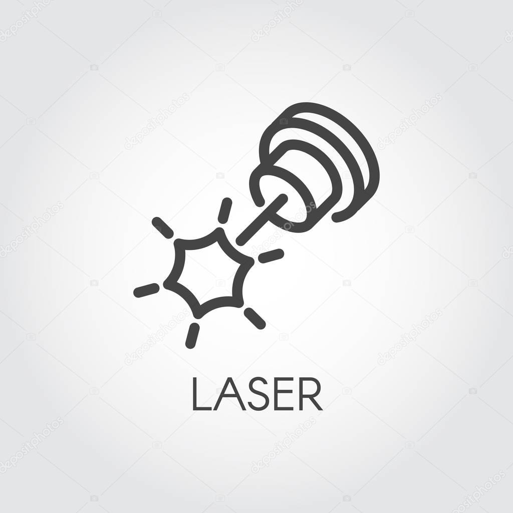 Laser beam icon drawing in outline design. Graphic thin line stroke pictograph. Technology concept contour web sign. Vector illustration of laser cutting series