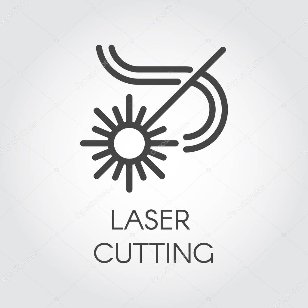 Laser cutting icon drawing in outline design. Abstract flash and lines. Graphic web pictograph. Technology concept contour sign. Vector illustration of laser series