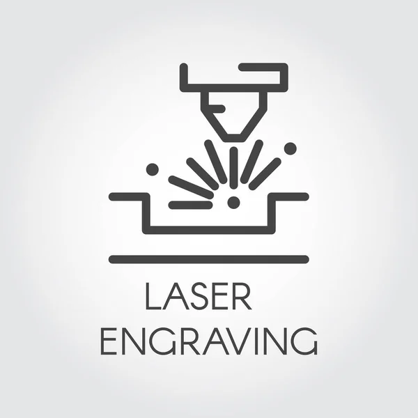 Machine voor laser graveren lijn pictogram. Speciale apparatuur voor het snijden van harde materialen. Automatisering en precisie systeem. Grafische contour eenvoud pictogram. Vectorillustratie Vectorbeelden