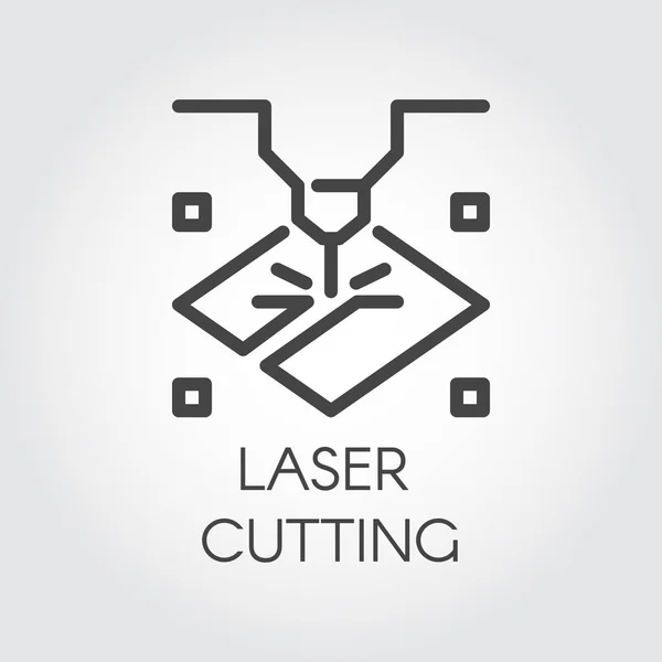 Laser snijden machine lijn-symbool. Speciale moderne uitrusting voor corving, graveren en andere soortgelijke werkzaamheden op oppervlakte harde materialen. Grafische web pictograph. Technologie contour teken. Vectorillustratie Rechtenvrije Stockvectors