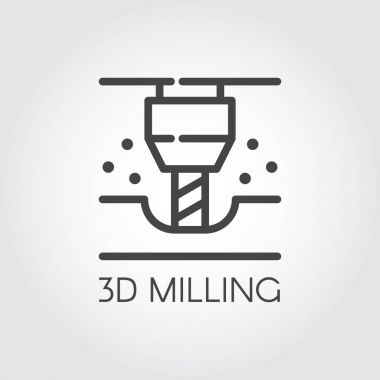 3D milling machine line icon. Modern device for fabrication and prototype production. Innovation technical equipment contour logo. Industrial theme. Vector illustration clipart