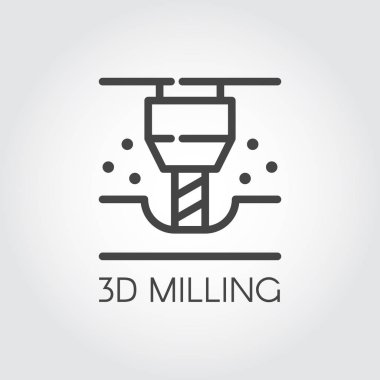 3D milling machine line icon. Modern device for fabrication and prototype production. Innovation technical equipment contour logo. Industrial theme. Vector illustration clipart