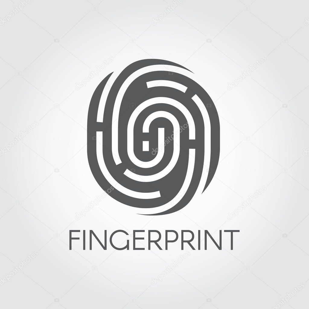 Fingerprint authentication and registration black flat icon. Imprint of human finger. Symbol of identification and verification. Contour abstract signature. Unique user id. Vector illustration