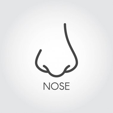 Icon of the human nose drawing in thin contour style. Skincare, beauty, plastic surgery, rhinoplasty and cosmetology treatment concept logo. Graphic web pictograph. Vector illustration clipart