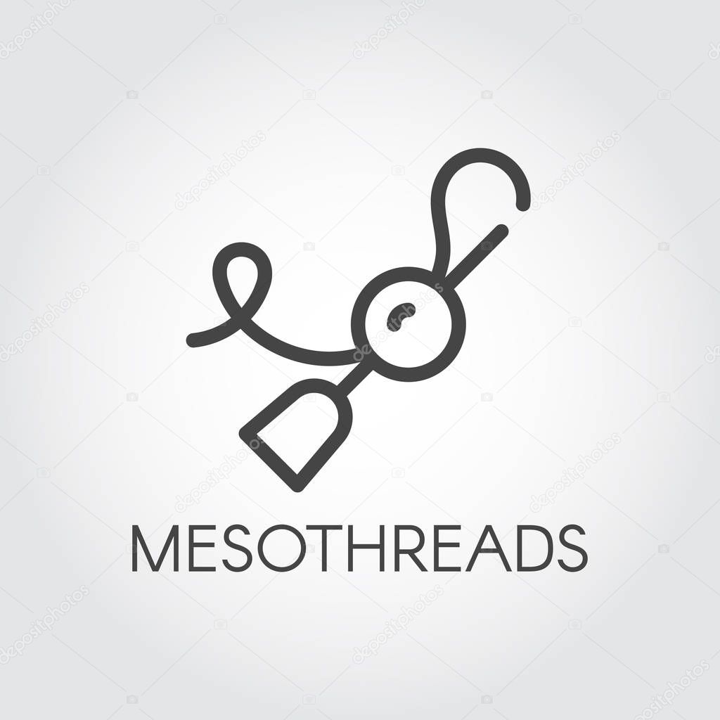 Mesotherapy icon in linear design. Cosmetology, medical procedure concept logo. Anti-aging prophylactic theme. Skin therapy meso thread label. Vector illustration