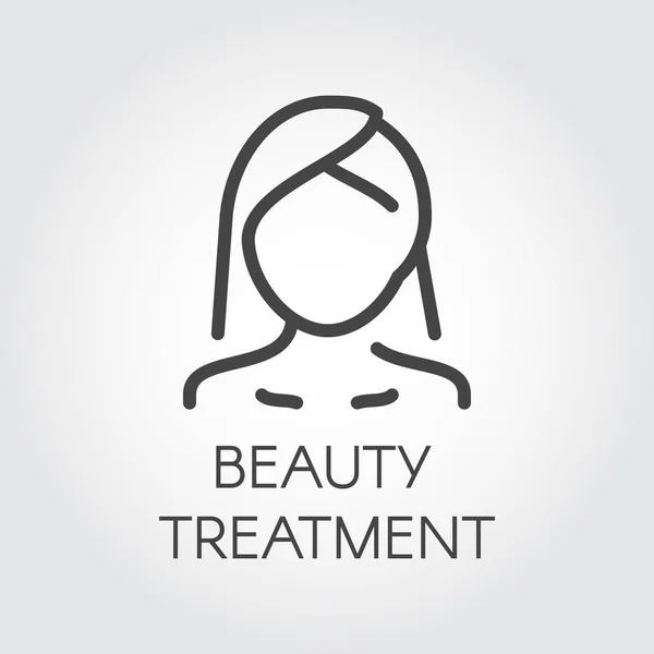 Icône de traitement de beauté. Portrait abstrait de femme dans un style linéaire. Cosmétologie, soins de la peau, concept de santé. Contour du visage féminin. Étiquette de contour simple. Logo graphique. Illustration vectorielle — Image vectorielle