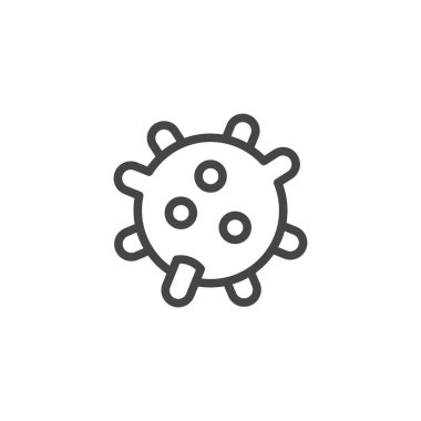 Virüs mikroorganizma ikonu. Mikrop ya da mikro bakteri sembolü. Viroloji araştırması, salgın önleme, tıbbi testler konsept çizgisi etiketi. Viral Hastalıklar Serisi. Vektör illüstratörü izole edildi