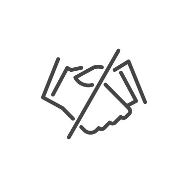 El sıkışma lineer simgesini durdur. İletişimsizlik çağrısı yap, dokunmak yok, koronavirüs salgınını durdur. Virüs 2019-NCoV salgın koruması. Vektör çizimi izole edildi