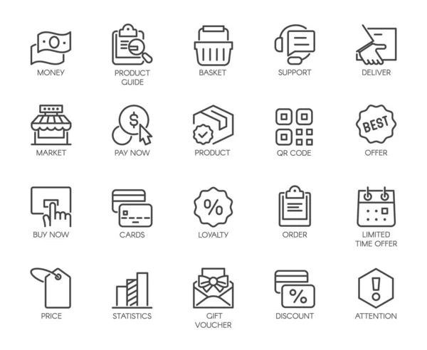 Icônes Set Shopping, E-commerce, Boutique en ligne Catégorie — Image vectorielle
