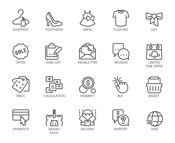 Icons Set Shopping, E-commerce, Department Online Store — стоковый вектор
