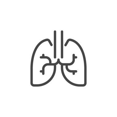 İnsan ciğerleri ana hatlarını belirler. Covid-19 'daki yenilgi insan organı, bronşit, trakeit, zatürree ve kanser etiketi. Viral enfeksiyon ya da bakteriyel hastalık işareti. Vektör çizimi izole edildi