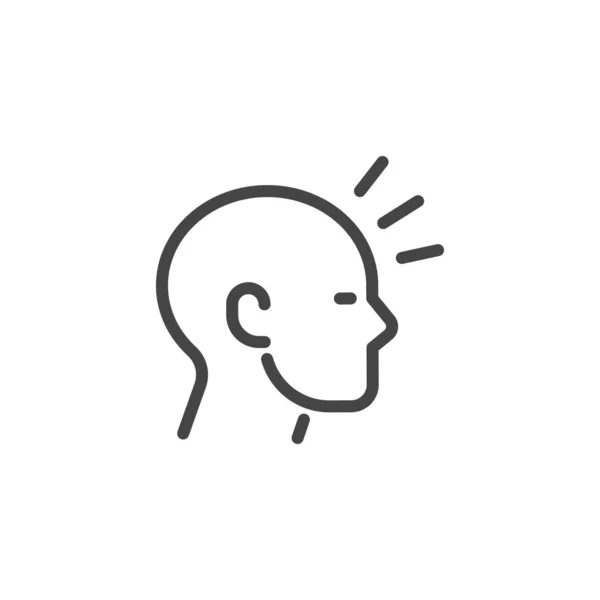 Icône Symptômes Infection virale. Symbole de ligne Mal de tête aigu ou migraine, tête d'homme avec signe de douleur. Pictogramme vectoriel . — Image vectorielle