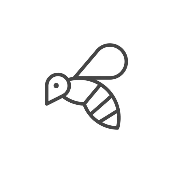 Thin Icon on Insect, Allergen or Products Containing Honey. Such Line Sign as Flying Bee, Wasp or Bumblebee. Vector Pictogram for Web and App in Outline Style — Stock Vector