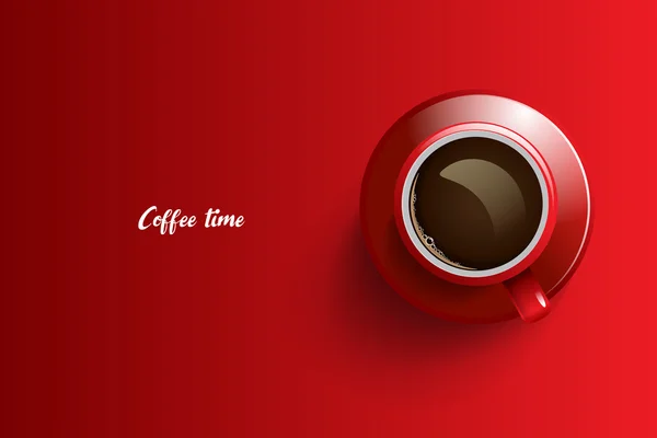 Kahvi aika suunnittelu yli punainen tausta — vektorikuva