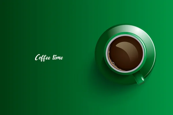 Diseño de la hora del café sobre fondo verde — Vector de stock