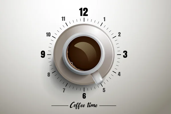 Diseño de la hora del café con concepto de reloj — Vector de stock