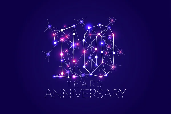 10 years Anniversary design. Abstract form with connected lines — Stock Vector