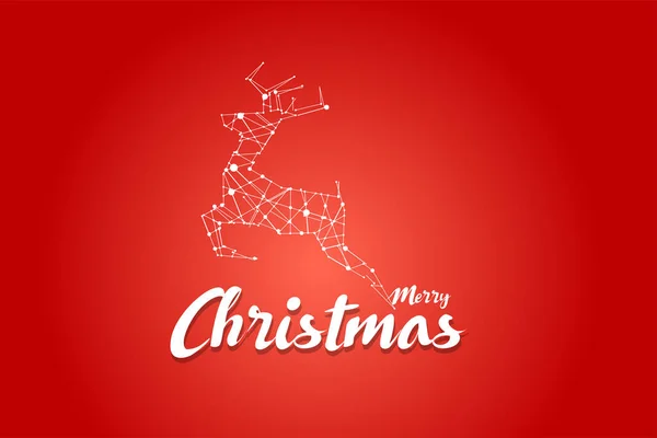 Logo de Navidad con fondo rojo. gráfico de ciervos — Archivo Imágenes Vectoriales