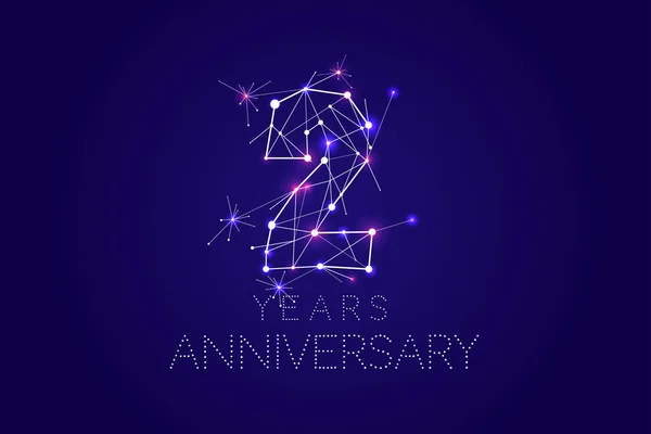 2 years Anniversary design. Abstract form with connected lines a — Stock Vector
