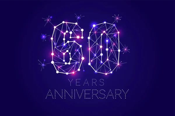 60 anos de design Aniversário. Forma abstrata com linhas conectadas —  Vetores de Stock