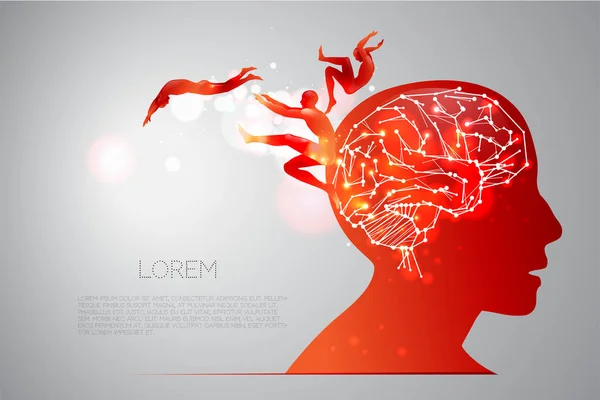 Das menschliche Gehirn und seine Fähigkeiten. — Stockvektor