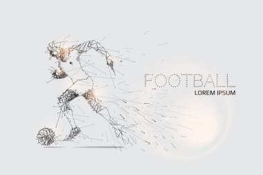 Parçacıklar ve futbol oyuncu hareket çizgi nokta