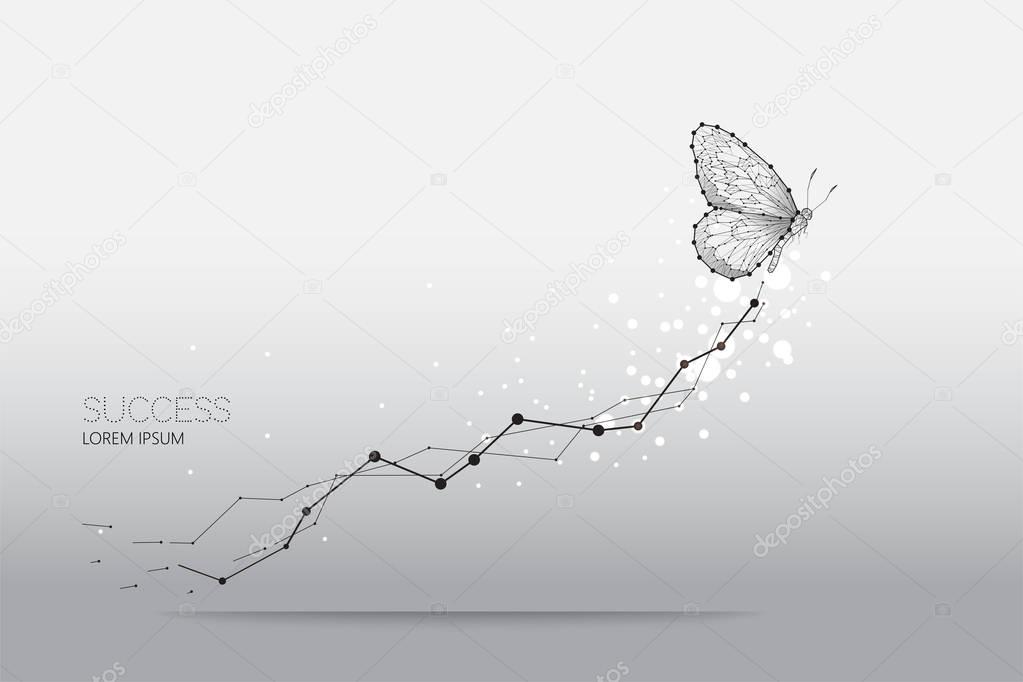 Abstract vector illustration of butterfly moving.