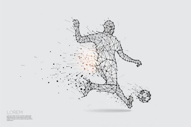 Parçacıklar, geometrik resim, çizgi ve nokta futbolcu sh