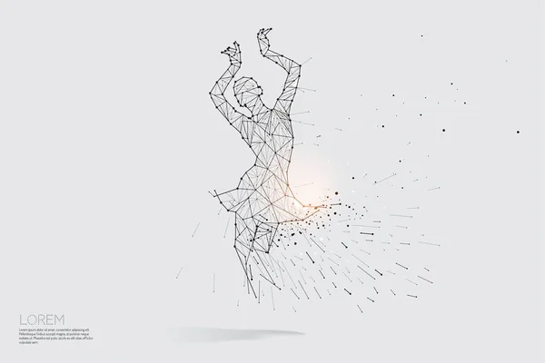 La línea de partículas y el punto de la danza dama . — Vector de stock