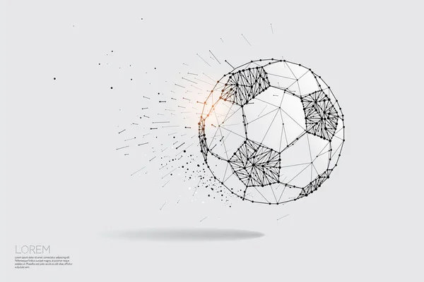La ligne des particules et le point de déplacement de la balle . — Image vectorielle