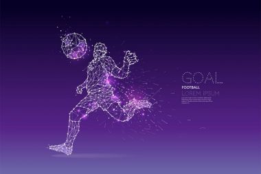 Parçacıklar ve futbol oyuncu hareket çizgi nokta.