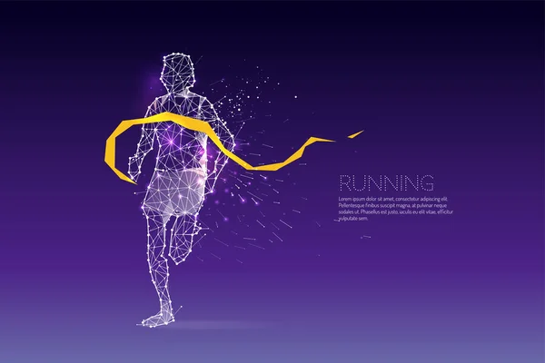 The particles, geometric art, line and dot of Human running. — Stock Vector